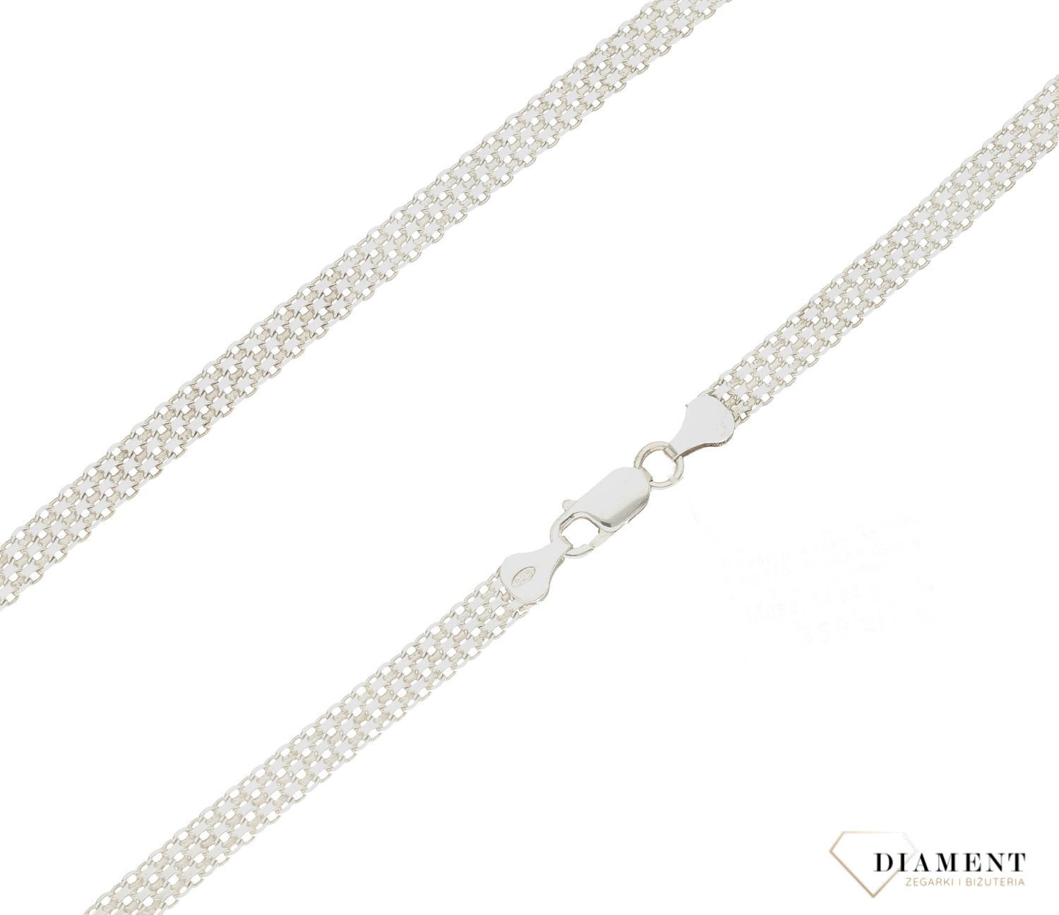 Srebrny naszyjnik damski 925 tasiemka 5,8 mm DIA-LAN-5990-925 5,8mm.  Efektowny splot, który przez swoją uniwersalną strukturę jest idealną bazą do rozmaitych wisiorków oraz dodatków. Idealny pomysł na oryginalny prezent (2).jpg